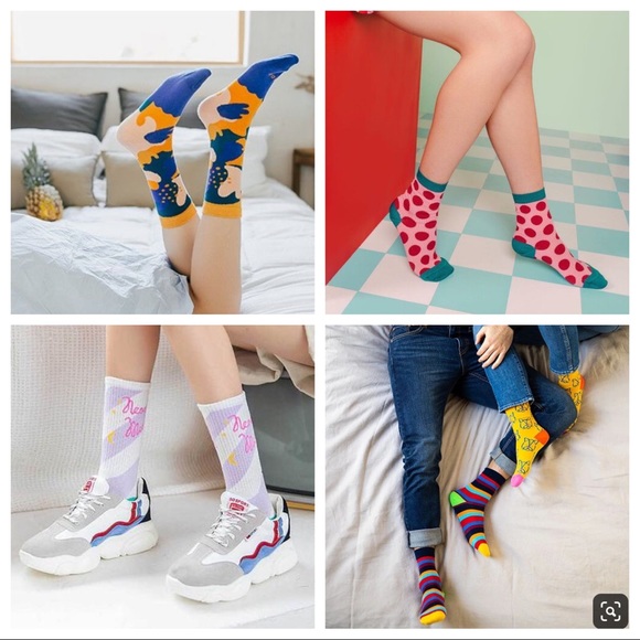 2/$15🎉 Stay Weird Yellow Crew Socks | Save on Shipping & Bundle 2 Pairs … - Picture 10 of 12